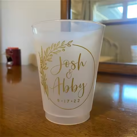 10pcs Cheers to The Mr and Mrs - 12oz or 16oz Frosted Unbreakable Plastic Cup #140 - Custom - Bridal