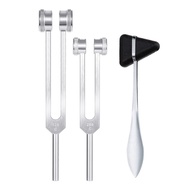 (VCBZ) 128Hz+256Hz Silver Tuning Forks Set Aluminum Alloy Body Weighted Tuning Forks for Healing Cha