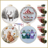 Christmas Embroidery Kit Christmas Decor Hand Embroidery Ornament Set for Adult Beginner Women DIY C