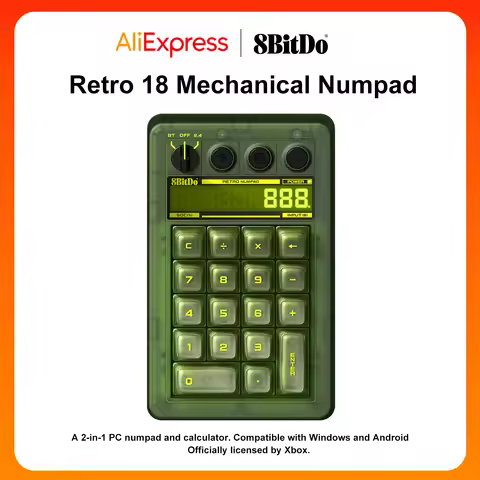 8BitDo Retro 18 Mechanical Numpad BT 2.4G Type-C Wired Supports Calculator Mode Xbox Edition for Win