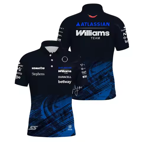 Men's Carlos Sainz 55 Navy Williams Racing Polo Shirt Alex Albon 23 Driver Sports Breathable T-Shirt