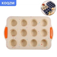 [COD] KOQZM Silicone Muffin Pan với 12 ly Vòng không dính cupcake khuôn mẫu với xử lý khay để nướng 