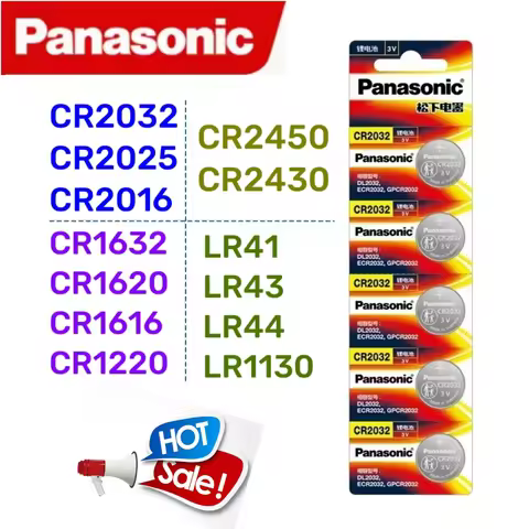 Original Panasonic CR2032 CR2025 CR2016 LR44 LR41 LR1130 LR43 CR1220 CR1620 CR1616 CR1632 CR2430 CR2
