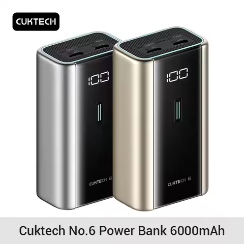 Cuktech NO.6 Power Bank 55W Portable Charger 6000mAh External Battery Digital Monitor Small Size Paw