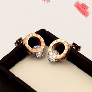 10355 - Roman ring gold-plated titanium earrings with 1 stone