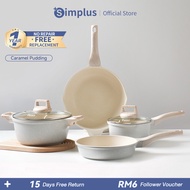 Simplus 7PCS Teflon Non Stick Coating Cookware Sets 24cm Fry Pan/28cm Wok/24cm Soup Pot/18cm Saucepa