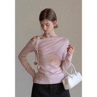 [EGGKA] EGGKA French off-the-shoulder sweater - long sleeves with floral bow, elegant figure | Autum