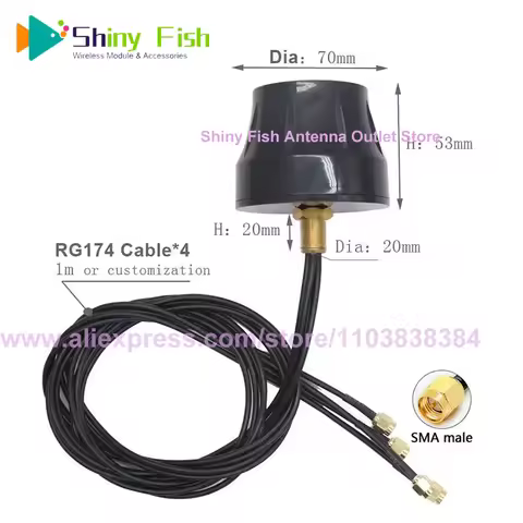 5G 4 in 1 Antenna GPRS 3G 4G Combine Omni Outdoor Waterproof SMA Male Cable Cabinet DTU Signal Ampli