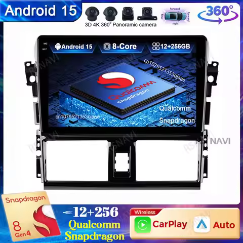 Android 15 Car Radio For TOYOTA VIOS YARIS 2013 - 2016 Autoradio Head Unit 5G WIFI Navigation DSP Mu