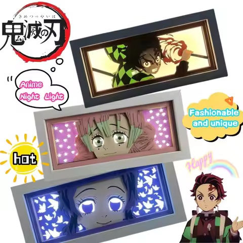 Demon Slayer Kamado Tanjirou High Color Value New Creative Paper Carving Lamp Animation Cartoon Bedr