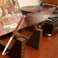 Vinyl Record Storage Holder Large Capacity Acrylic Ends Display Stand Wooden LP Vinyl Album Desktop