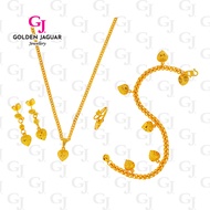 GJ Jewellery Emas Korea Emas Bangkok 24k Combo Set Pure Love - Gelang Rantai Leher Loket Ring Premiu