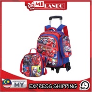 (3-Piece Set) MILANDO 6-Wheel Children Detachable Trolley School Bag Trolley Bag Beg Sekolah (Type 1