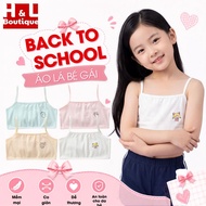 Combo of 3 Teenage Girls' Leaf Shirts - Student Bras with Small Straps, No Pads, Soft and Cool H&L B