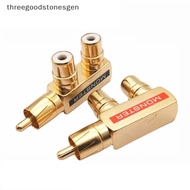 [threegoodstonesgen]  Style Adapter DIY Accessories Gold Plated AV Audio Splitter Plug RCA Adapter 1 Male To 2 Female F Connector SHX