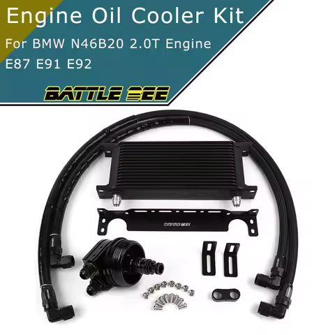 Engine Oil Cooler Kit For BMW N46B20 Engine E46 E85 E87 E90 Split Oil Filter Adapter 14 row Radiator