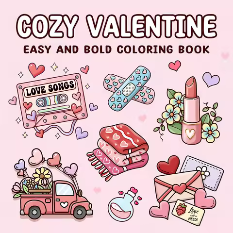 COZY VALENTINE Coloring Book for Adults Featuring Cute Cozy Daily Activities for Relaxation (Cozy Sp
