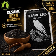 SEMPATI Biji Wijen Hitam Panggang Roasted Black Sesame Seed Organic Africa tropis Import 50 gr Pakan
