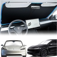 2025 Upgraded Sunshade for Tesla Model Y Model 3,Front Window Sunshade with Organizer Bag, Tesla Acc