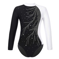 Gymnastics Leotard for Girl Kids Long Sleeve Shiny Rhinestone Ballet Tutu Dance Leotard Ice Skating Jumpsuit Gymnastic Bodysuit