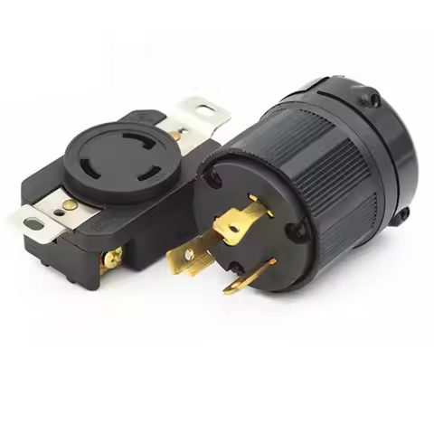 Black American 20A 125V/250V NEMA L6-20P L6-20R US 3-hole anti-off industry power plug socket inline