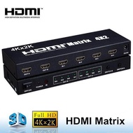 HDMI New HDMI Matrix 4X2 Switch Splitter HIFI Matrix 4 in 2 out with Remote Control Audio Supports HDMI V1.4/3D/4Kx2K