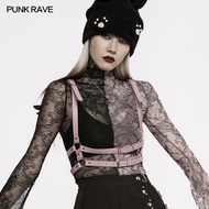 PUNK RAVE Women's Punk Personality Wing Strap Party Club Slim Sexy PU