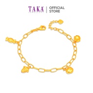 TAKA Jewellery 916 Gold Baby Bracelet with Candy, Cone, Ice-Cream and Bell