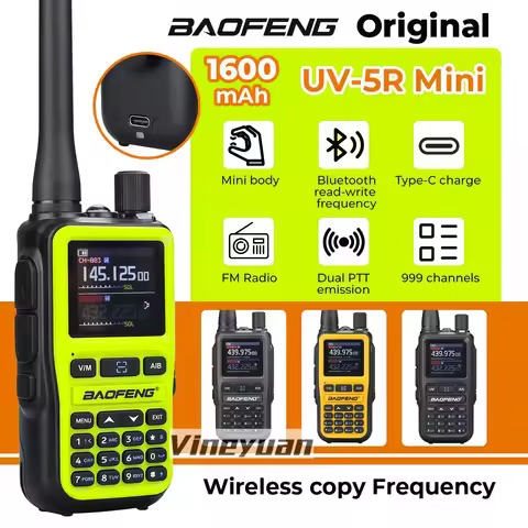 Baofeng Original UV-5R Mini Dual Band Dual PTT Type-C Charge Walkie Talkie 5RMINI Air Band Rx 5W Com
