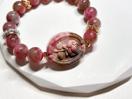 玫光微晨 l 玫瑰花牌。設計款手環 l 薔薇輝石。烏冰櫻花雨