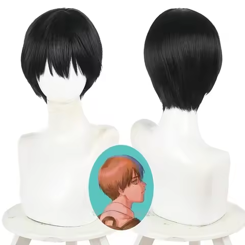 Anime The Summer Hikaru Died Yoshiki Tsujinaka Cosplay Wig Short Straight Black Wigs Long Bangs Men 