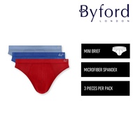 Byford Seluar Dalam Lelaki | (3 Pcs) Byford Mens Microfiber Spandex Mini Brief Underwear Assorted Co