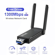 Card Mạng Không Dây WiFi USB 1300 3.0 Mbps Bộ Chuyển Đổi 802.11ac 2.4G 5G AC1300 Với Ăng Ten 5DBi Ch