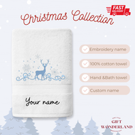 Personalised Christmas towel | Reindeer towel | Tuala krismas tuala sulam hadiah krismas
