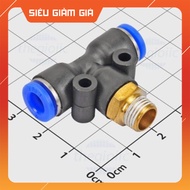 [3 Pieces]- PB6-01 T-Threaded Pneumatic Connector Tube 6mm External Thread 9.7mm, 1/8inch SmartFix C