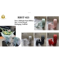 25mm Pokkadot Satin Ribbon/25Yard/Roll (RBST-023)