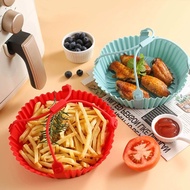 SAZ92 Silicone Air Fryer Pad Non-Stick Reusable Pizza Plate Easy To Clean with Handle Baking Basket Mat Grill Pan