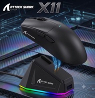 Attack Shark X11 Wireless Bluetooth Gaming Mouse 3 Modes RGB 22000DPI For PC Tetikus Permainan Tanpa