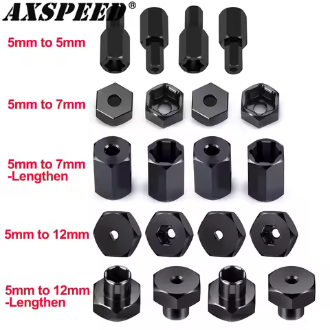 AXSPEED Metal 5mm to 7mm Hex Wheel Hub Adapter 5mm to 12mm Conversion for WPL D12 2WD 1/10 RC Truck 