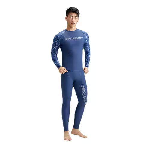 L-5XL Rash Guard Men Long Sleeve Swimsuit UPF50+ UV Protect Swim Shirt Leggings Surfing Suit Man Sai