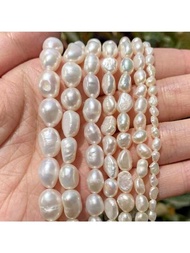 1 hebra de perlas naturales de agua dulce, cuentas sueltas sin agujeros de forma Irregular para hacer joyería, collares y pulseras Diy