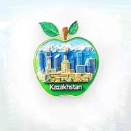Kazakhstan Green Apple Fridge Magnet - 3D Fruit Travel Souvenir Central Asian Decor Unique Almaty wi