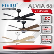 Fiero ALVIA / ALVIA LED 5 Blades 56" DC Motor Ceiling Fan with 24 Speeds Remote Control - Black/Whit