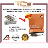 TAN CHONG/ AUTOPLUS NISSAN XTRAIL SPARK PLUG T30 SERENA C24 MURANO Z50 ( PRICE PER 1 SET ) ( 5ALFR11AP )