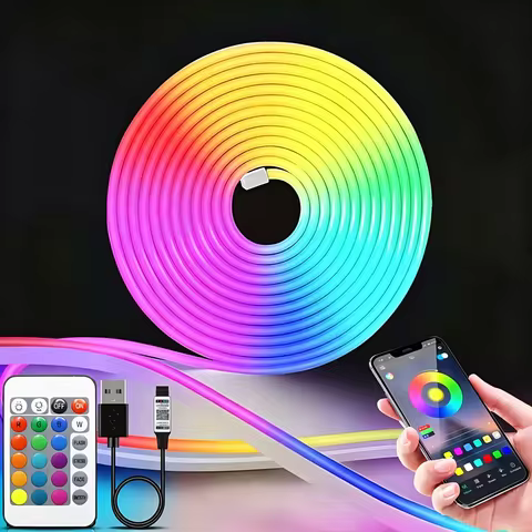 1 Roll of Rgb Color-Changing Flexible Neon Led Light Strip, with 24-Key Multifunctional Remote Contr