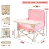 Ghế Ăn Dặm Gấp Gọn Beige phong cách Hàn Quốc cho bé đi du lịch có thể gấp gọn