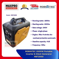 ROBINTEC RBT2000 Portable Inverter Generator 2000W (2.0KW) – Silent & Heavy Duty Petrol Power
