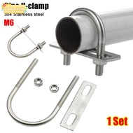 TOBE1 1Set Pipe U-clamp, Screws 304 Stainless Steel M6 Round Tube Clamp, Durable With Baffle Round B