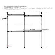 3804 Korean Standing Pole Clothes Rack - Open Concept Closet Walk in Wardrobe