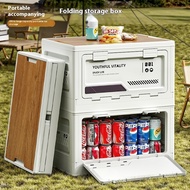 27L/50L Outdoor Camping Storage Box Side Opening Extra Large Camping Wooden Cover Folding Box Car Or